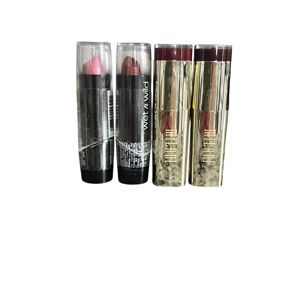 Milani & Wet n Wild Lipstick Bundle Matte Romance Drama Dark Pink Mink Brown 4pc